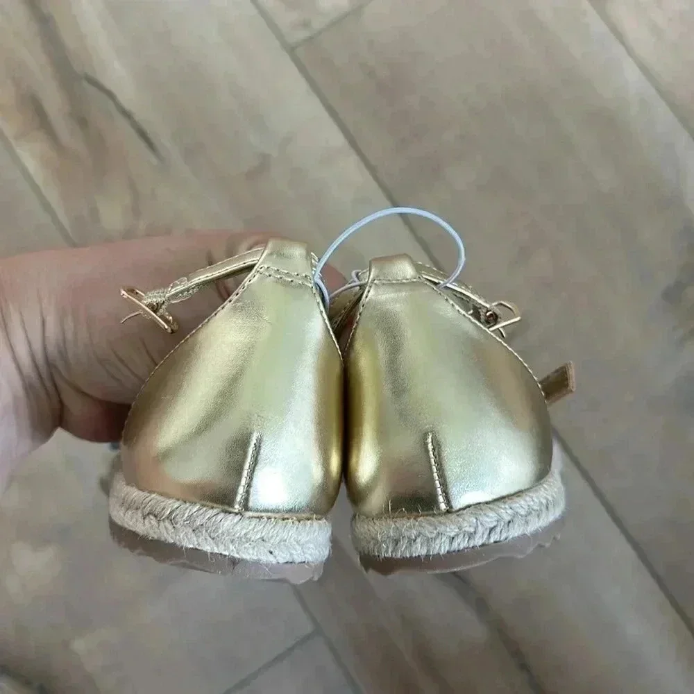NEW Steve Madden Kids Girls Espadrilles Chambray Gold Sz 3